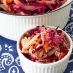 easy homemade cole slaw in a ramekin