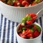 a spoonful of Greek salad