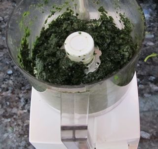 chopping fresh basil in food processor, use oil when freezing basil, how to freeze basil