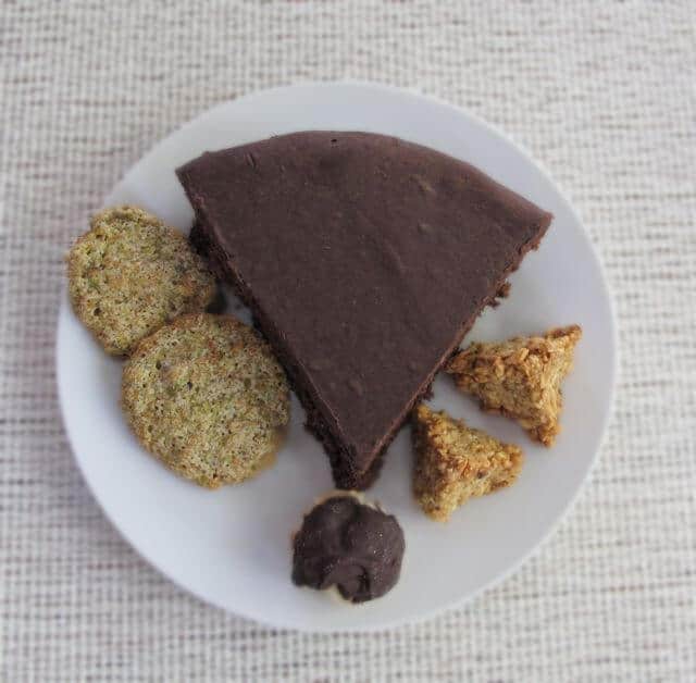 Passover desserts, flourless chocolate cake, coconut macaroon, pistachio macaroon, hazelnut macaroon