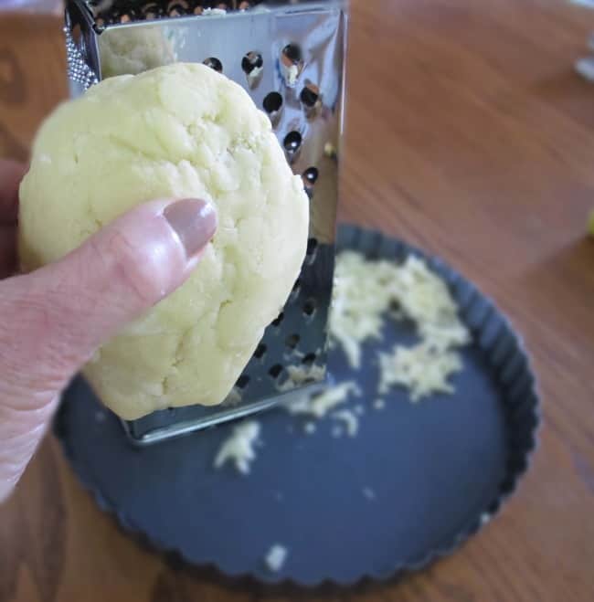 grating dough for shortbread tart