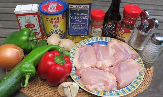 ingredients for stirfried chili chicken