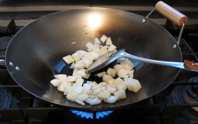 onions cooking for stir fry