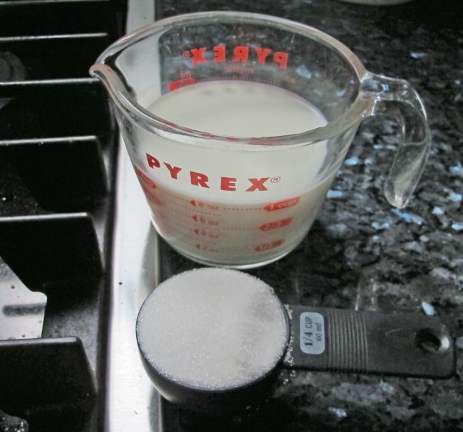 milk and sugar for Russian wafer cake or oblatne