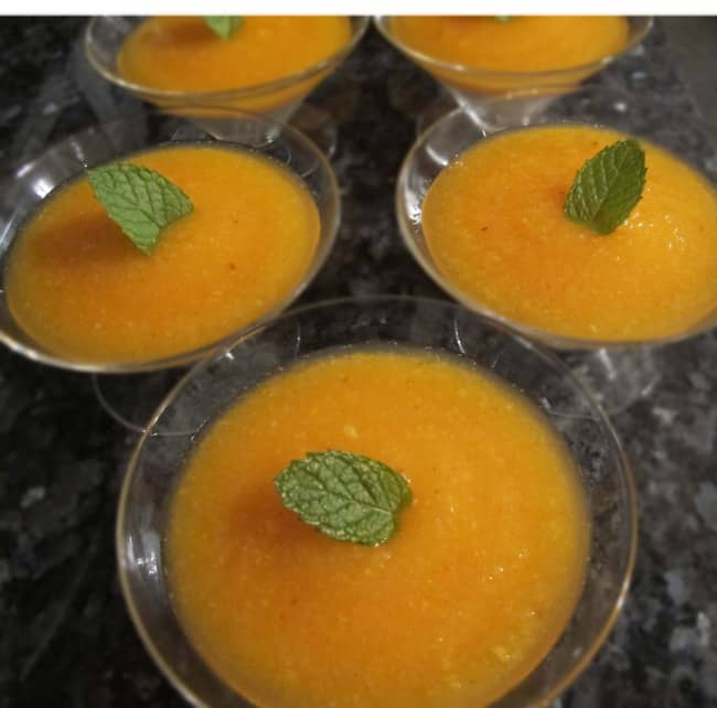 Ricotta Panna Cotta with Peach Sauce