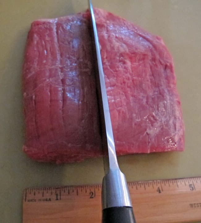 cutting flank steak for ginger beef recipe