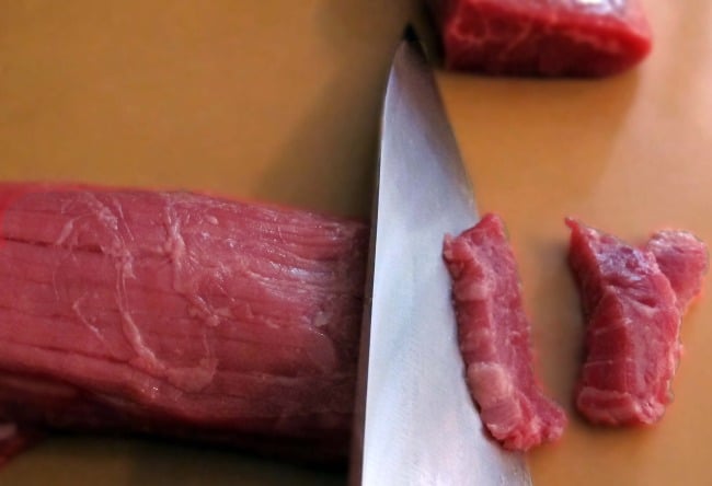 slicing steak for ginger beef stir fry recipe