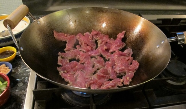 stir frying meat for ginger beef recipe