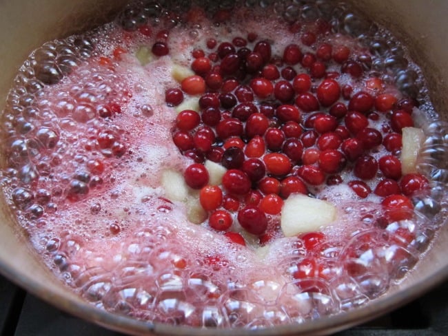 cranberries cooking for chutney