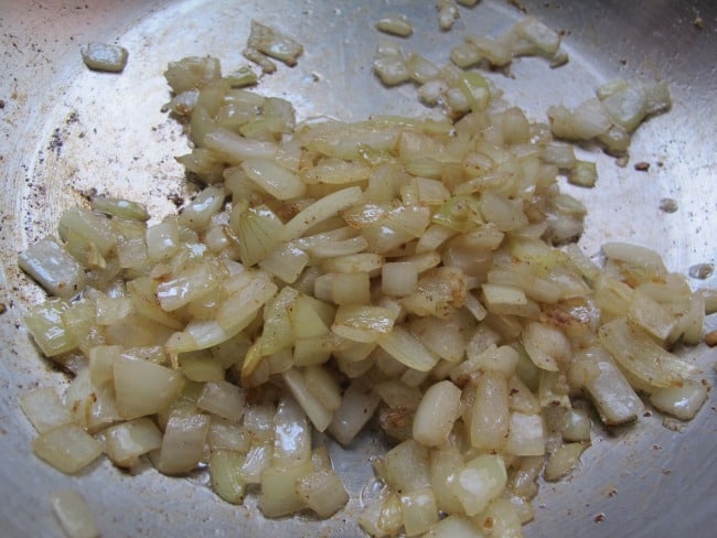 cooking onions for vegetable pate