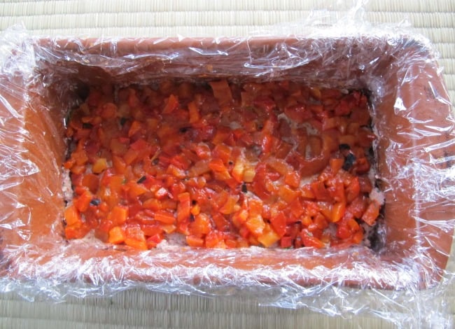 roasted peppers in vegetable pate