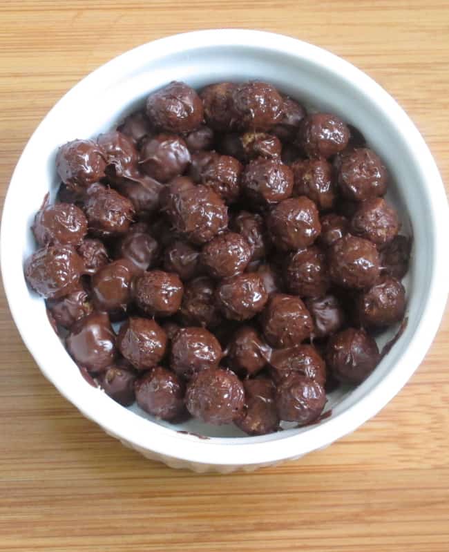 dessert done with cocoa puffs on top