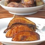 a plate with roast potato wedges