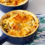single serving shepherds pie done on napkin with another behind