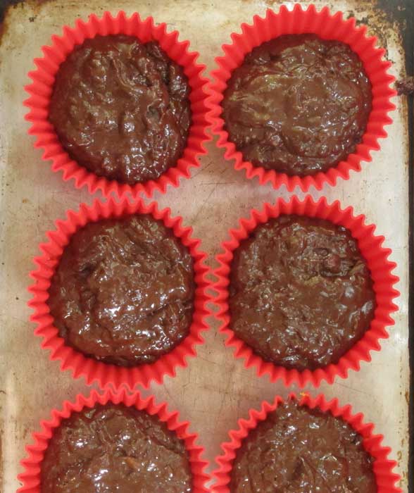 Jumbo chocolate muffins ready to bake. 