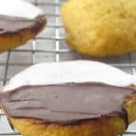 Pumpkin black-and-white cookies. A perfect snack for Halloween or anytime you're in the mood for a plump pumpkin cookie. | Mother Would Know