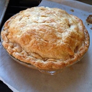 baked apple pie with top crust