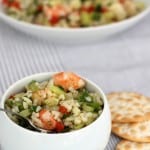 A bowl of shrimp and rice salad