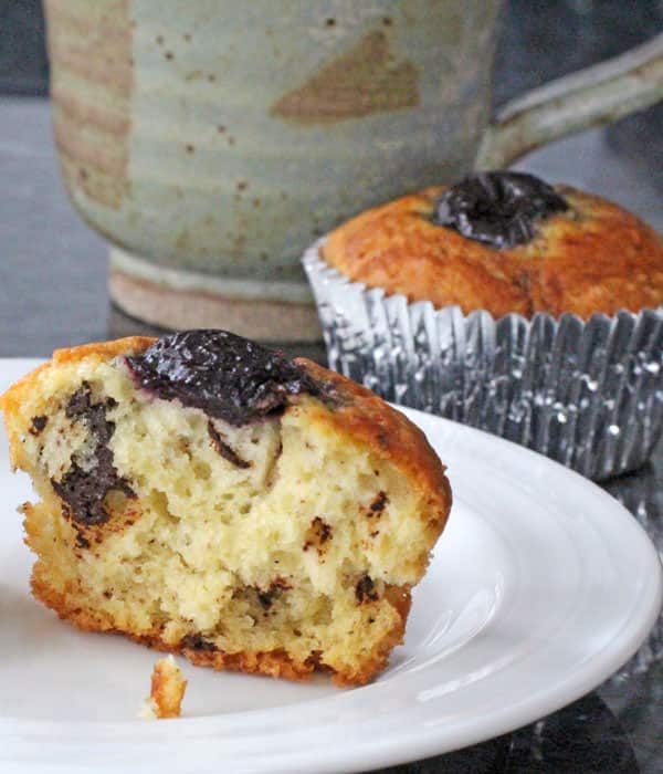 Sour Cream Muffins with Chocolate Chunks & Cherry