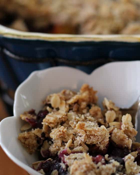 Stone Fruit and Blueberry Crisp, an easy and versatile summer treat | motherwouldknow.com