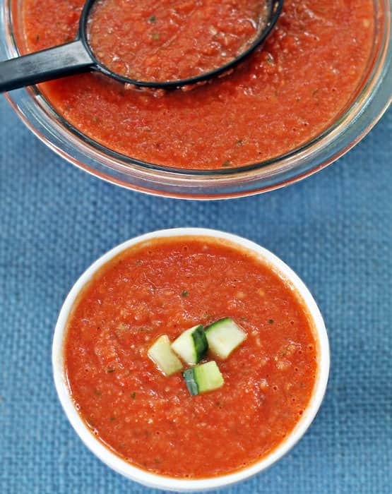 Easy weeknight gazpacho - a few fresh vegetables, a few minutes. Summer in a bowl | Mother Would Know