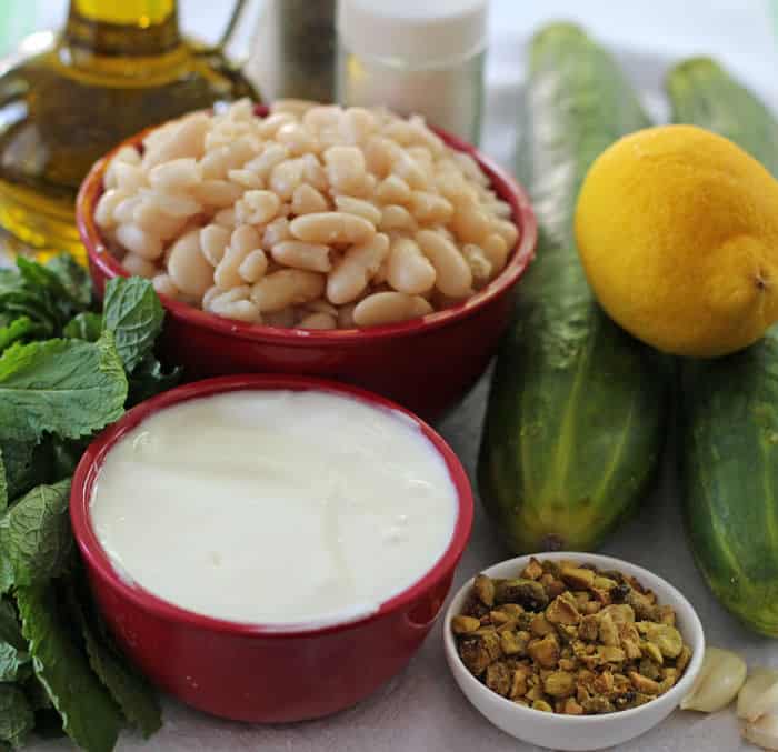 ingredients for chilled cucumber yogurt soup