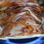 closeup of no fuss no dairy potato onion casserole