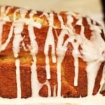 loaf of dried apple cake with glaze