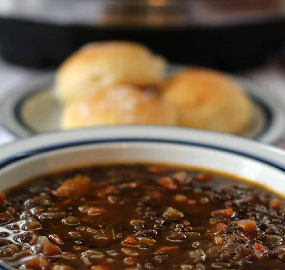 Slow Cooker Lentil Soup with Zip is a great way to ward off a chill and enjoy a great meal at the same time. 