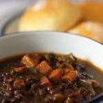 Slow Cooker Lentil Soup with Zip - a hearty lentil soup with balsamic reduction or glaze added at the end.