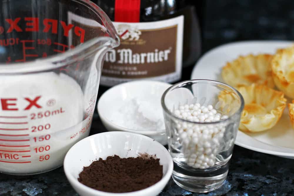 Ingredients for chocolate-filled bites.