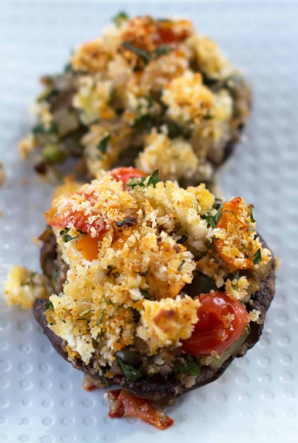 Feta Dill Stuffed Mushroom Caps are delicious, for a party appetizer or a dinner side dish. 