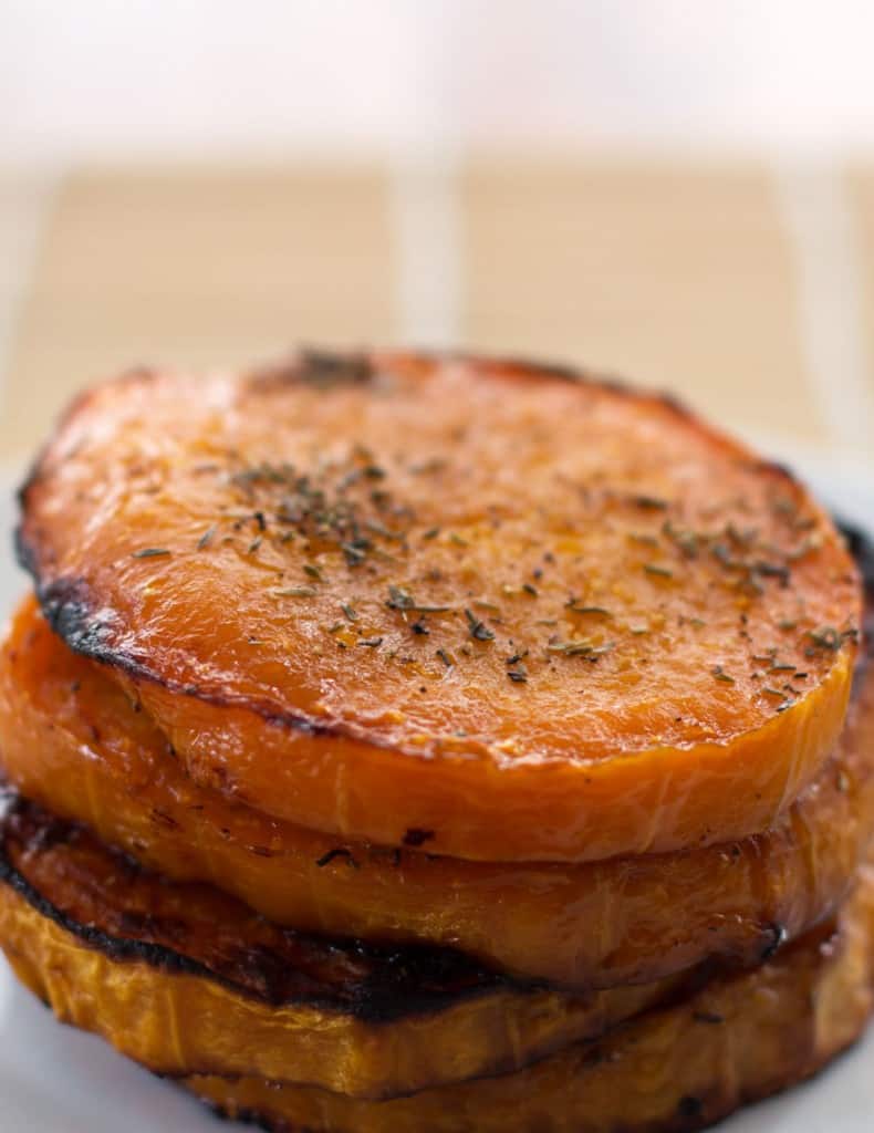 Maple Roasted Butternut Squash Slices with Thyme