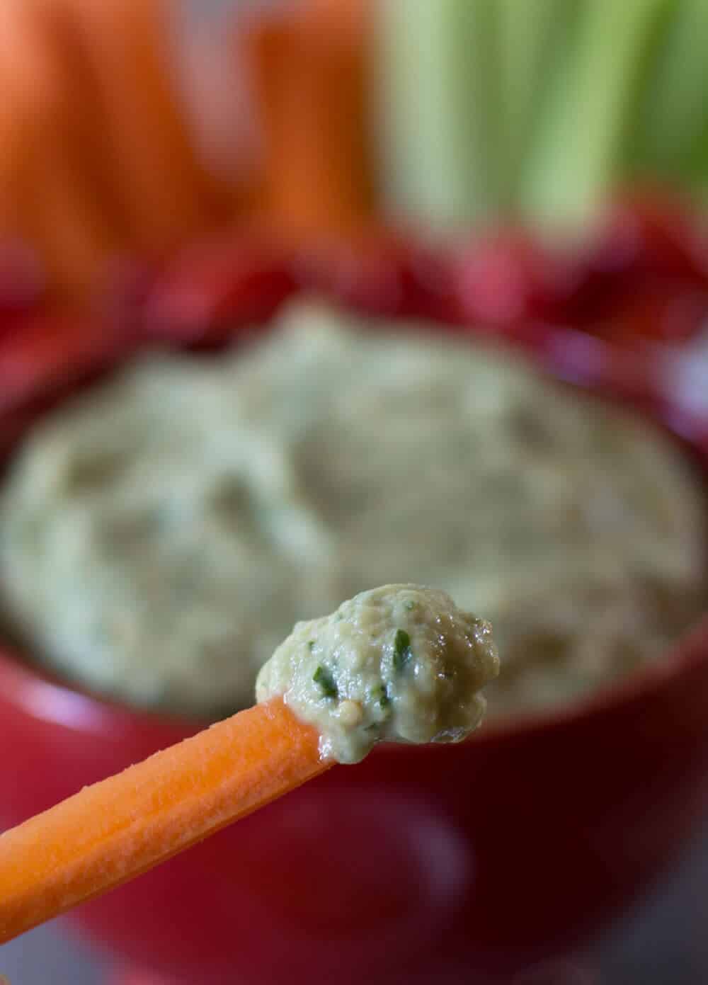 Enjoy Middle Eastern Zucchini Tahini Eggplant Dip with healthy cut up vegetables. | Mother Would Know