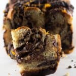 Chocolate tahini babka, cut into slices
