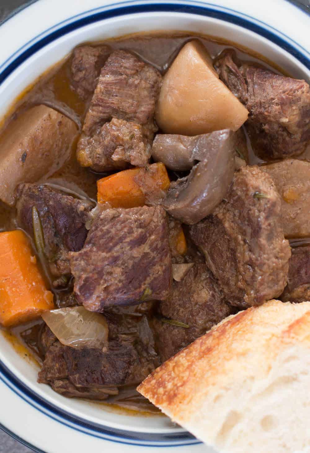 Slow Cooker Beef Vegetable Stew is perfect with a baguette or sour dough bread. 