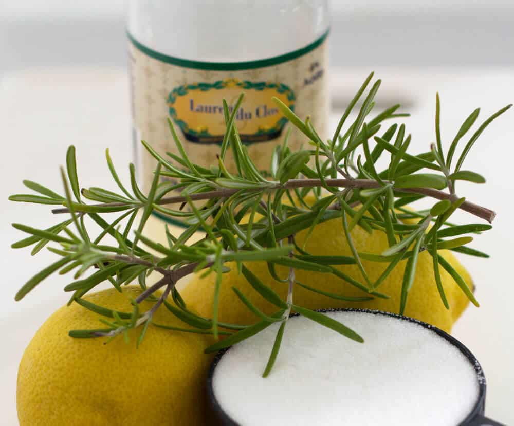 Ingredients for a lemon rosemary shrub. | Mother Would Know