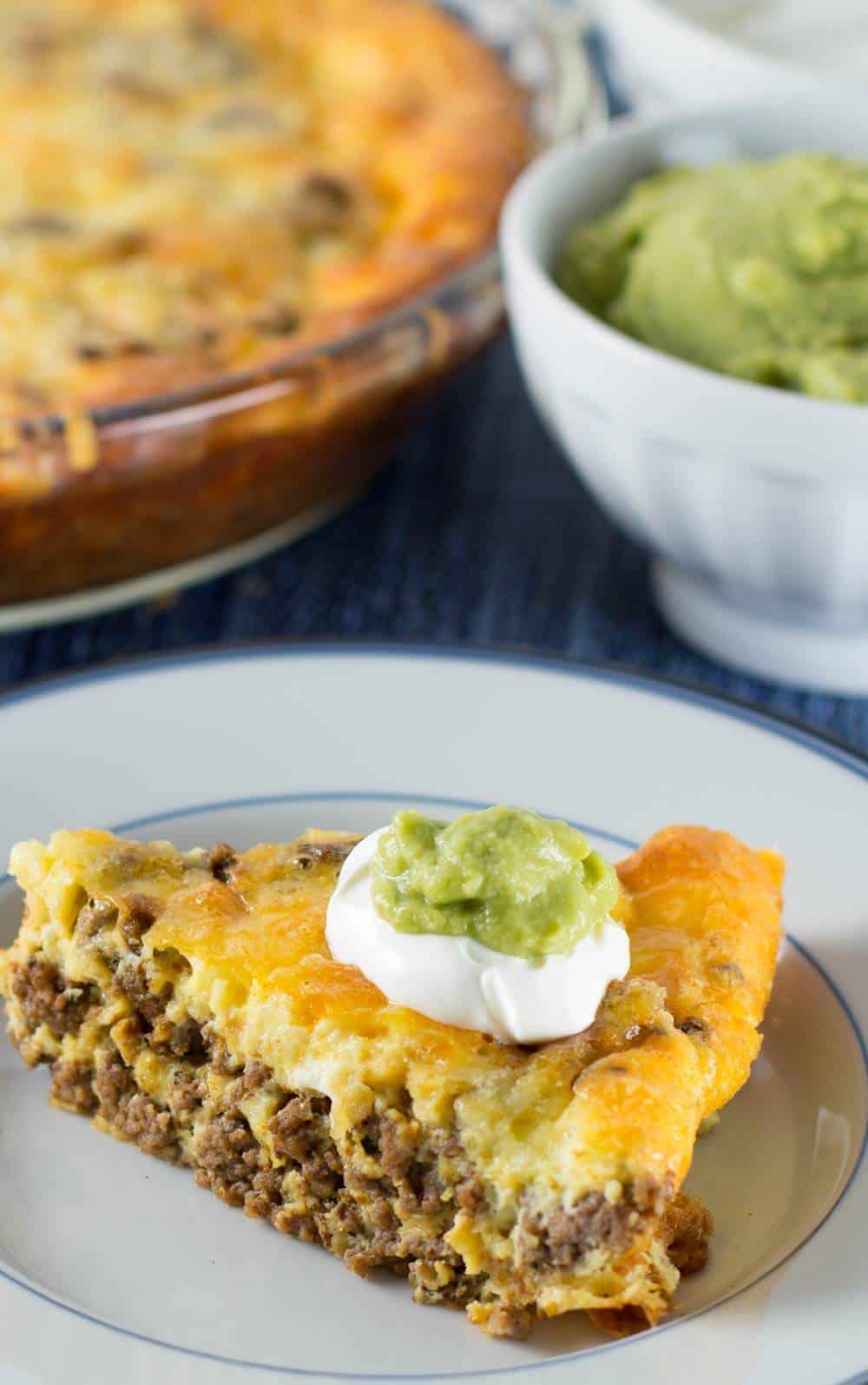 Crustless low carb taco pie with toppings| Mother Would Know
