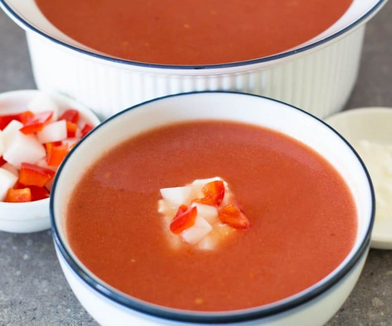 Watermelon Gazpacho with Feta Crema Mother Would Know