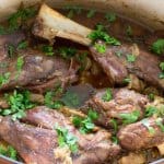 Indian-Style Keto Lamb Shanks in pot, ready to plate.