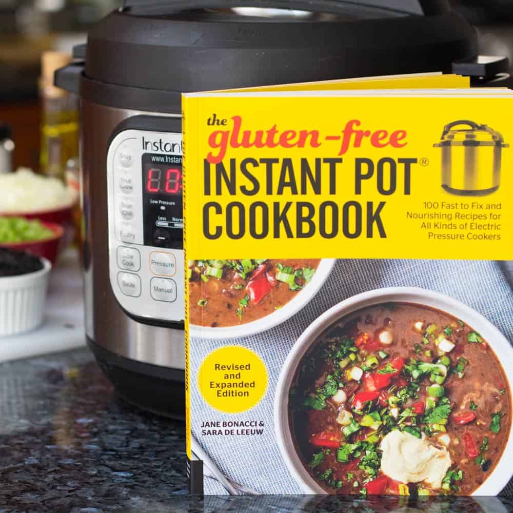 cover of Gluten-Free Instant Pot Cookbook with instant pot in background