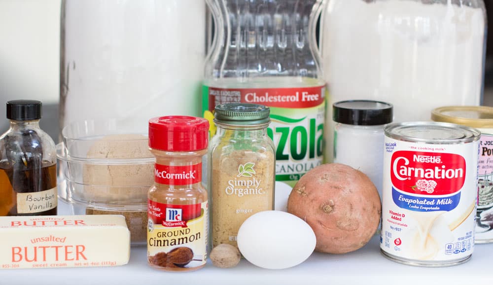ingredients for sweet potato streusel cake