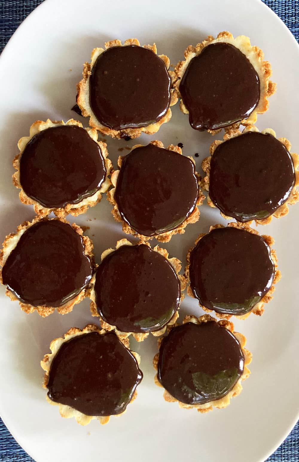 chocolate-topped ricotta tartlets done and ready to eat