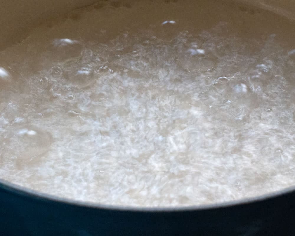 water at a rolling boil