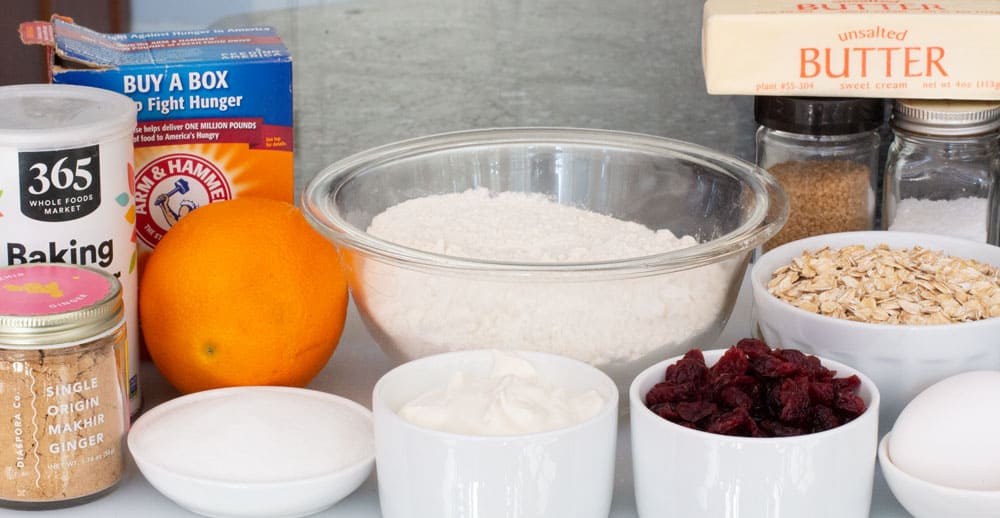 ingredients for easy dried cranberry oat scones