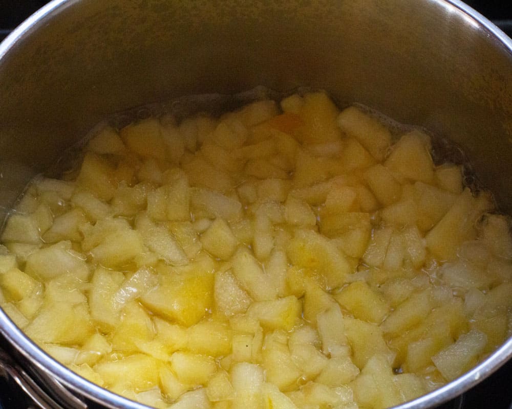 applesauce in a pot ready to turn into applesauce