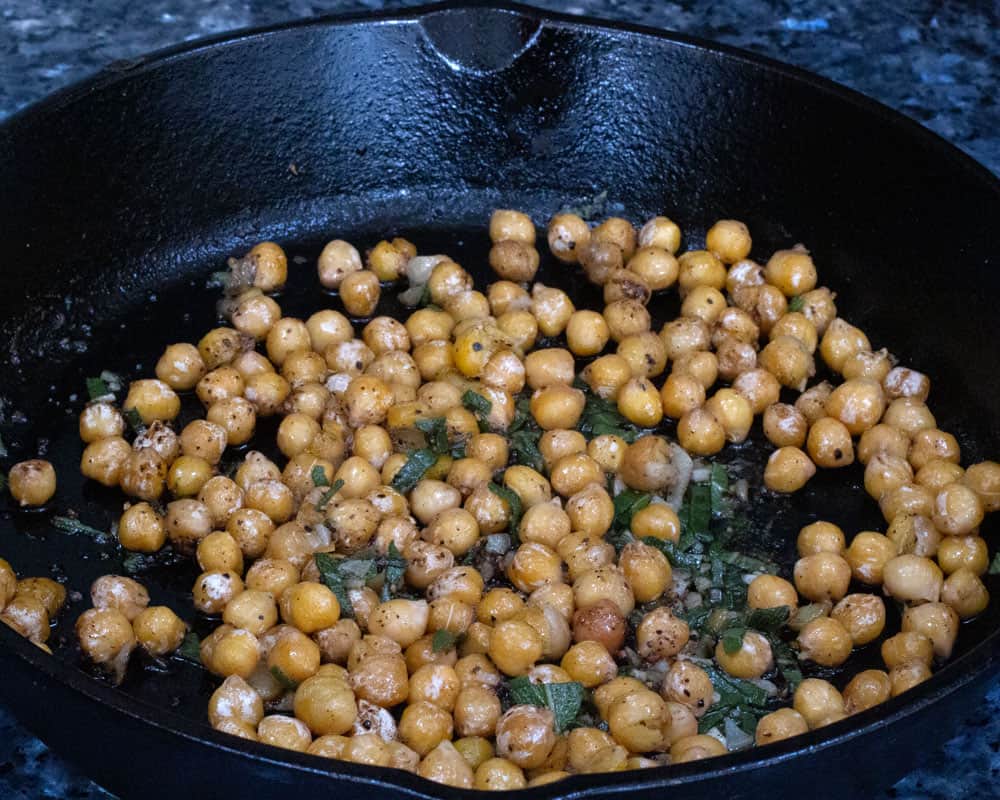 chickpeas and sage done cooking 
