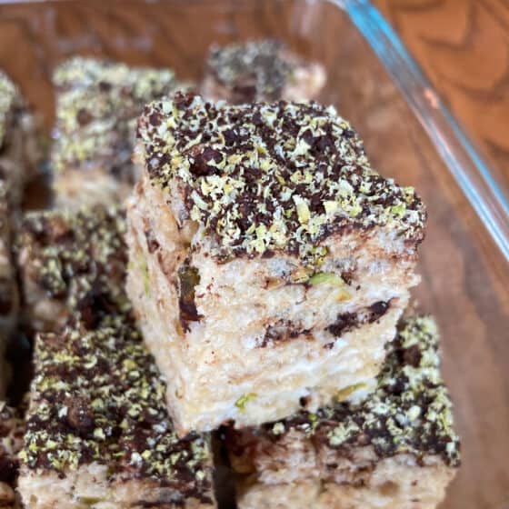 Pistachio Chocolate Crispy Rice Treats