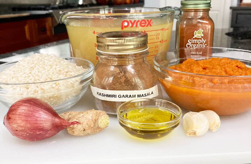 ingredients to make pumpkin risotto