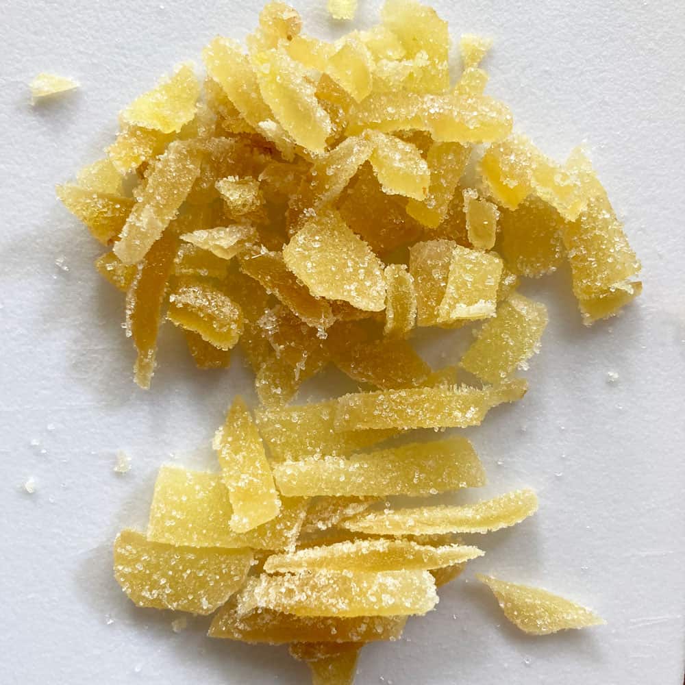 crystallized ginger, chopped, for adding to the easy apple puff pastry tart